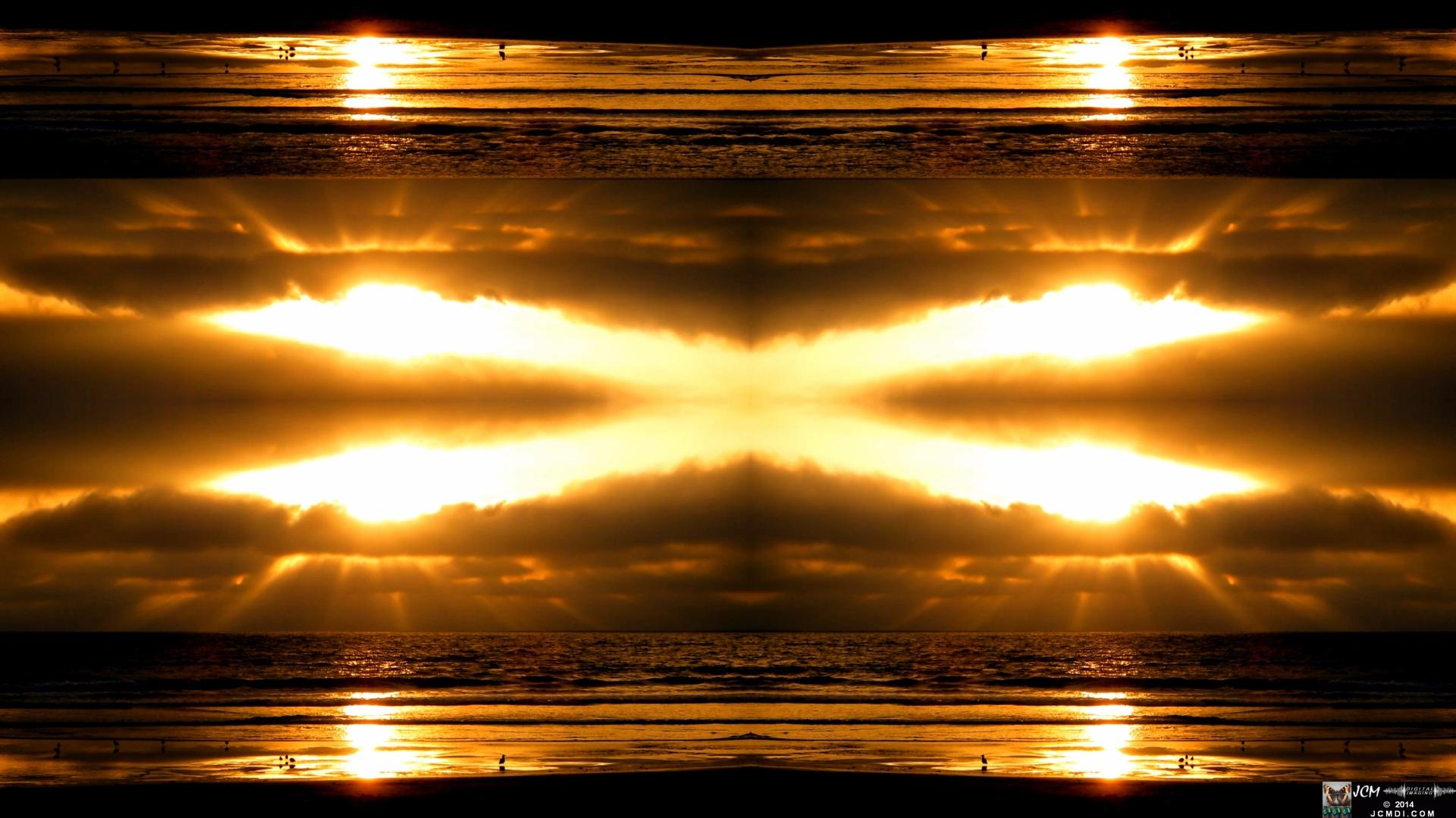 Quadroscopic still image frame from the JCMDI video V16673 Ventura Beach Cloudy Sunset
